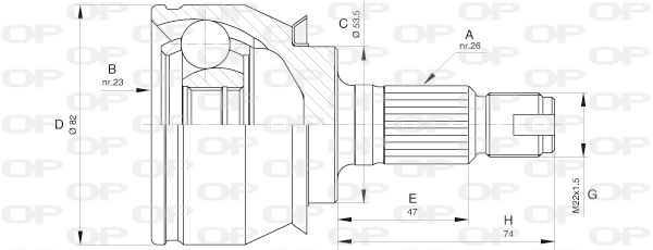 OPEN PARTS Шарнирный комплект, приводной вал CVJ5610.10